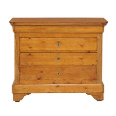 French Pine Louis-Philippe Four-Drawer Commode from the 1880s