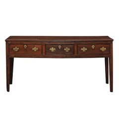 English Georgian Period Oak Dresser Base, circa 1800 with Three Drawers