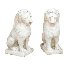 Pair of Petite French Mid Century Modern Lion Sculptures on Bases 10