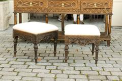 Pair of Carved Anglo-Indian Stools