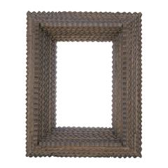 American Tramp Art Mirror with Deep Layered Frame from the Early 20th Century
