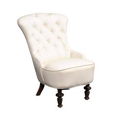 Antique English Tufted Slipper Chair