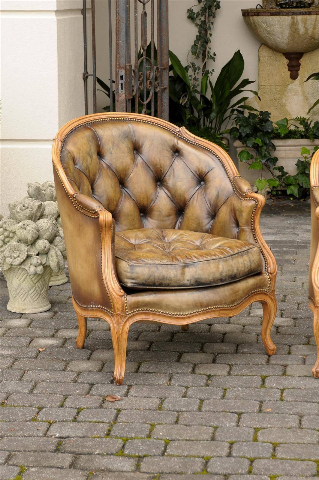 leather bergere chair