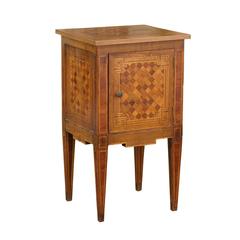 Petite Italian Late 19th Century Commode with Checkerboard inlay and Single Door