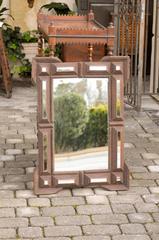 French Tramp Art Mirror from the Turn of the century with Mirrored Side Panels