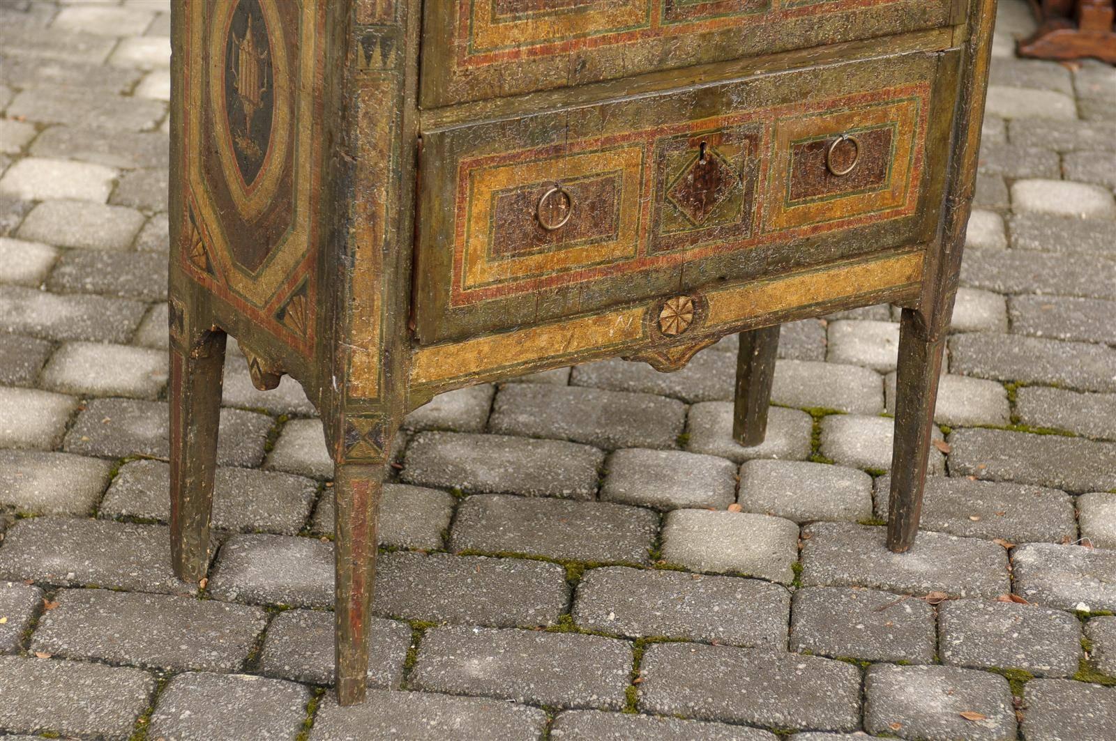 Italian Two-Drawer Commode with Rich Distressed Paint from the Early 1800s 4