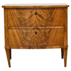 English 19th Century Mahogany Bow Front Chest with Flame Veneer, Two Drawers