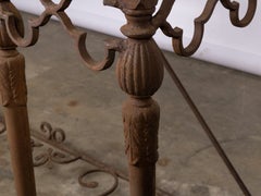 American Mid-Century Wrought Iron Console Table with Quatrefoil Lattice