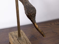 19th Century English Folk Art Carved Wood Bird Sculpture Mounted on Stand