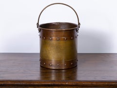 English Circa 1900 Riveted Copper and Brass Bucket with Swing Handle