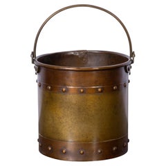 English Circa 1900 Riveted Copper and Brass Bucket with Swing Handle