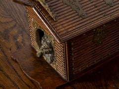 19th Century Black Forest Dog Kennel Cigar Box with Brass Mounts