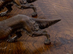 Pair of English Patinated Bronze Sporting Dog Sculptures, circa 1900
