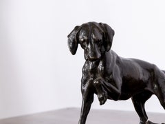 French Bronze Hunting Dog Sculpture Attributed to Lecourtier, 19th Century