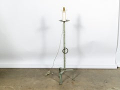 19th Century French Wrought Iron Tripod Floor Lamp with Twisted Stem