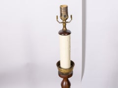 English Jacobean Revival Oak Open-Twist Floor Lamp on Tripod Base, circa 1920