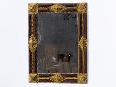 19th Century French Tramp Art Chip-Carved Wood Wall Mirror