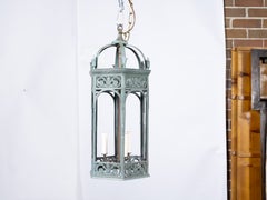 Pair of English Gothic Revival Patinated Bronze Lanterns, 19th Century