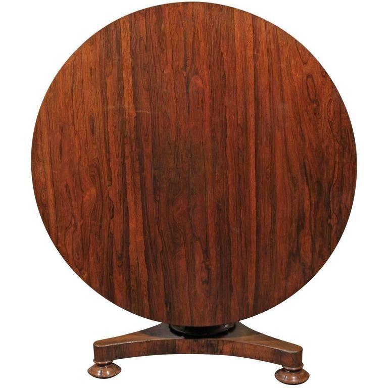 English Mid-19th Century Round Rosewood Pedestal Center Table with Tilt Top 6
