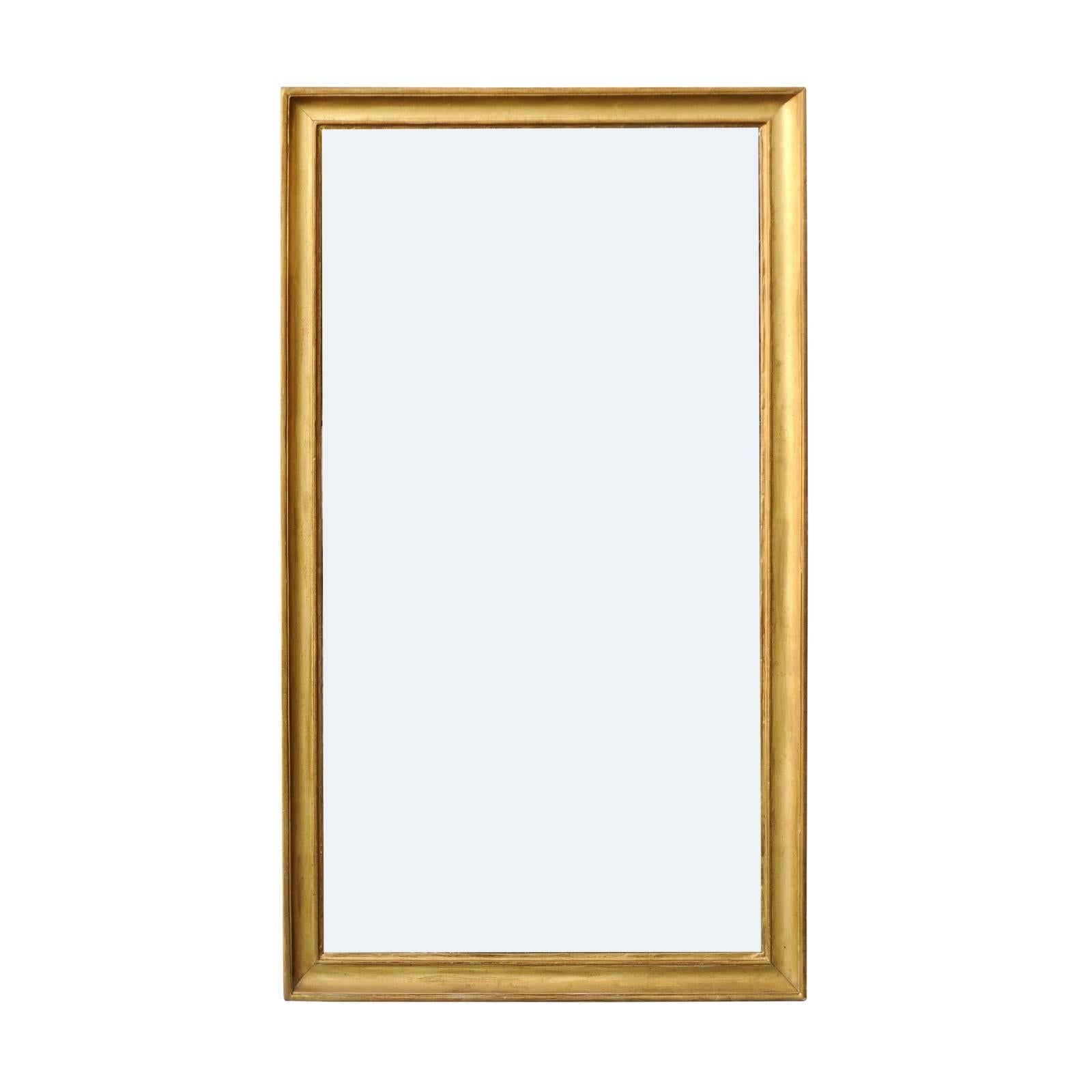 French Giltwood Rectangular Mirror with Split Glass from the Turn of the Century