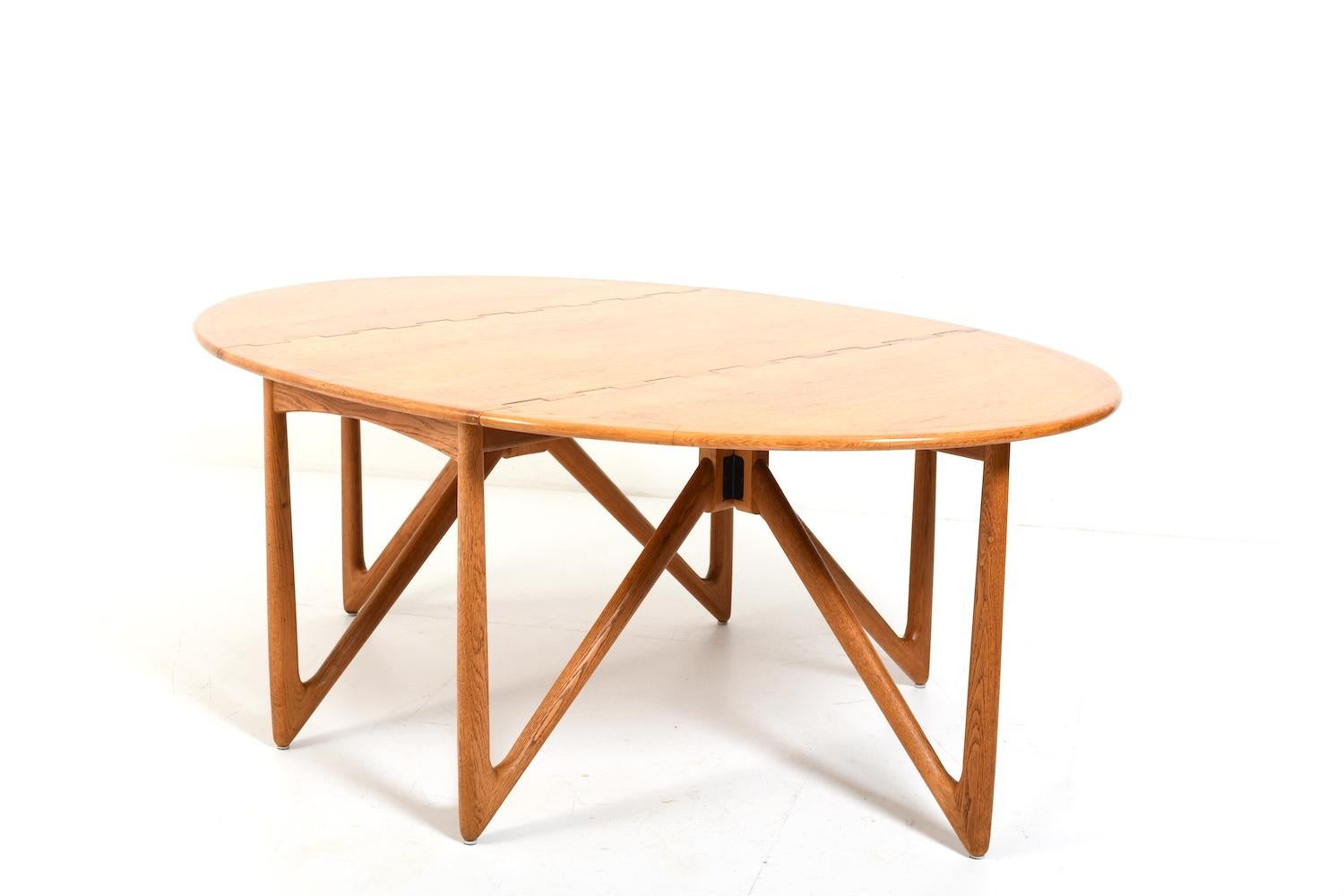 Oak Drop Leaf Dining Table by Niels Koefoed  Denmark 1960s For Sale