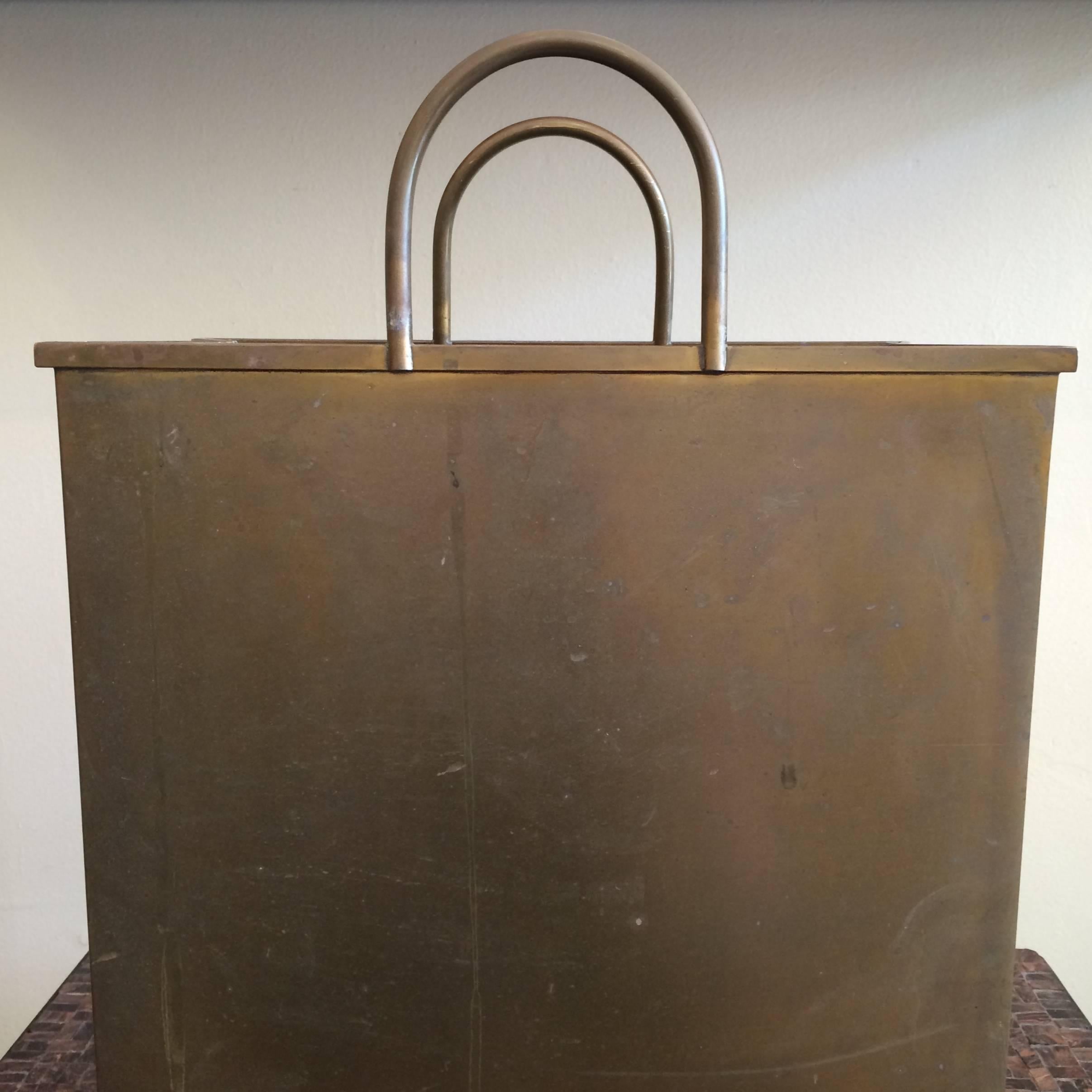 Italian Brass Shopping Bag / Magazine Holder / Wastepaper Basket 1