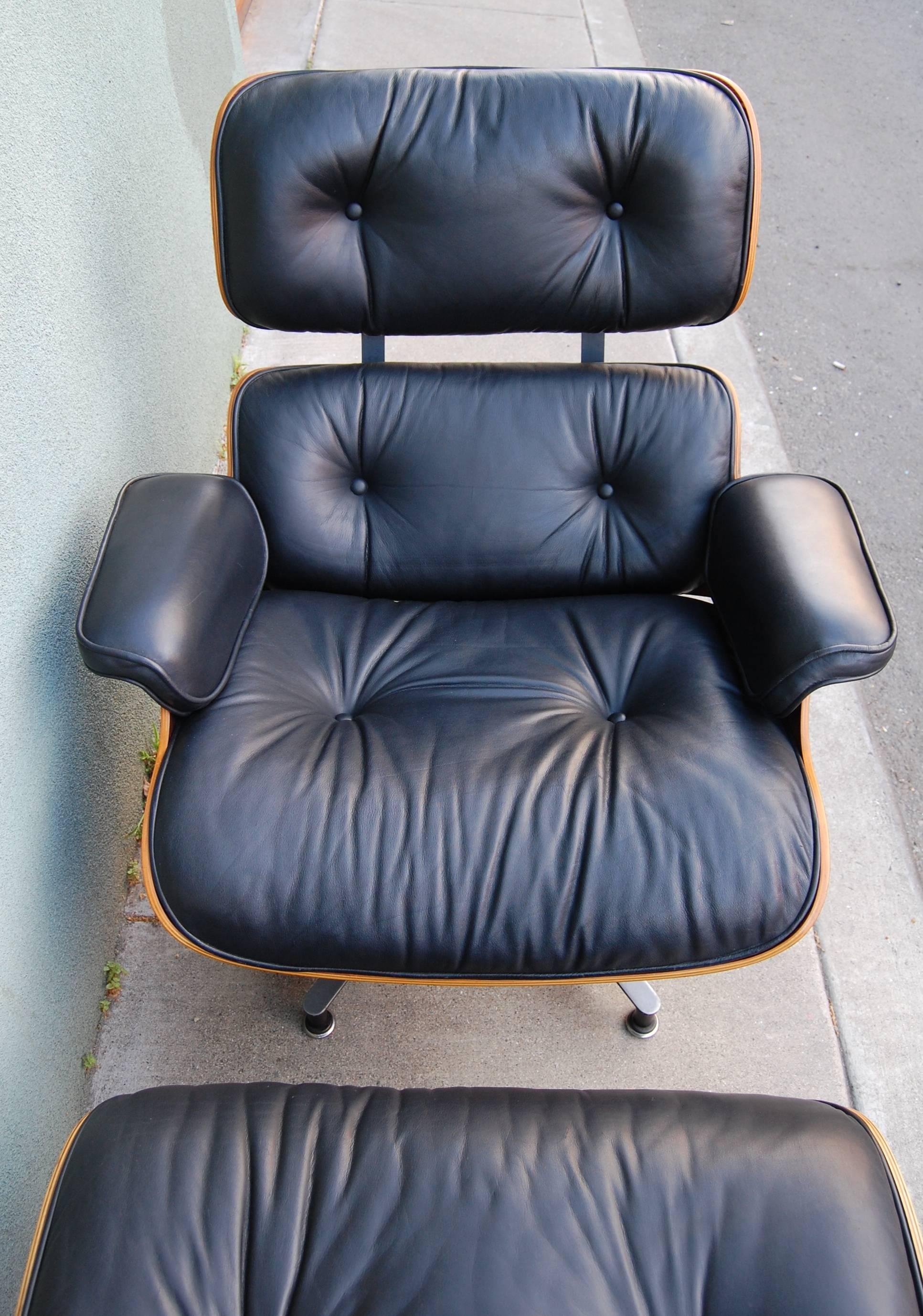Oiled 1970s Eames Lounge and Ottoman 670 / 671