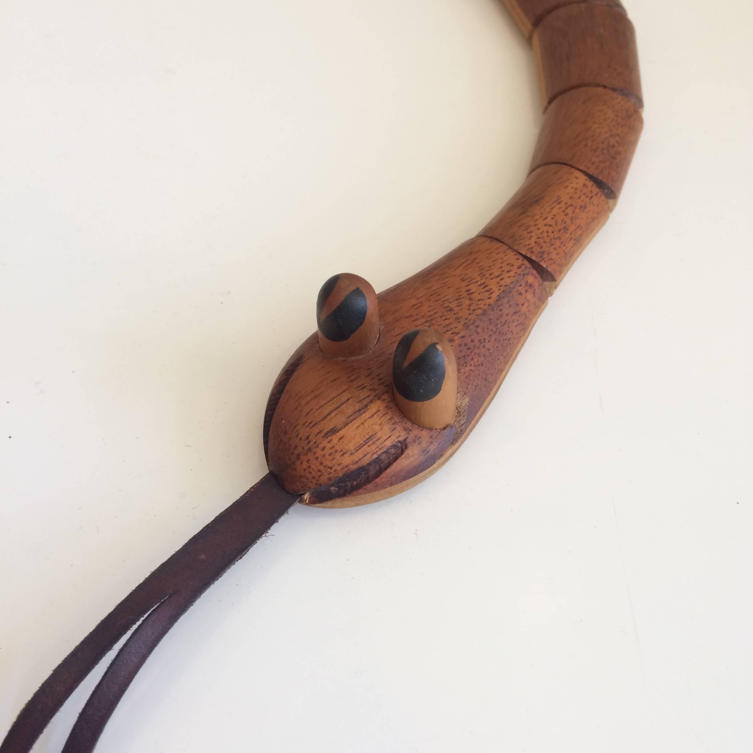 Late 20th Century Studio Dean Santner Whimsical Wooden Snake