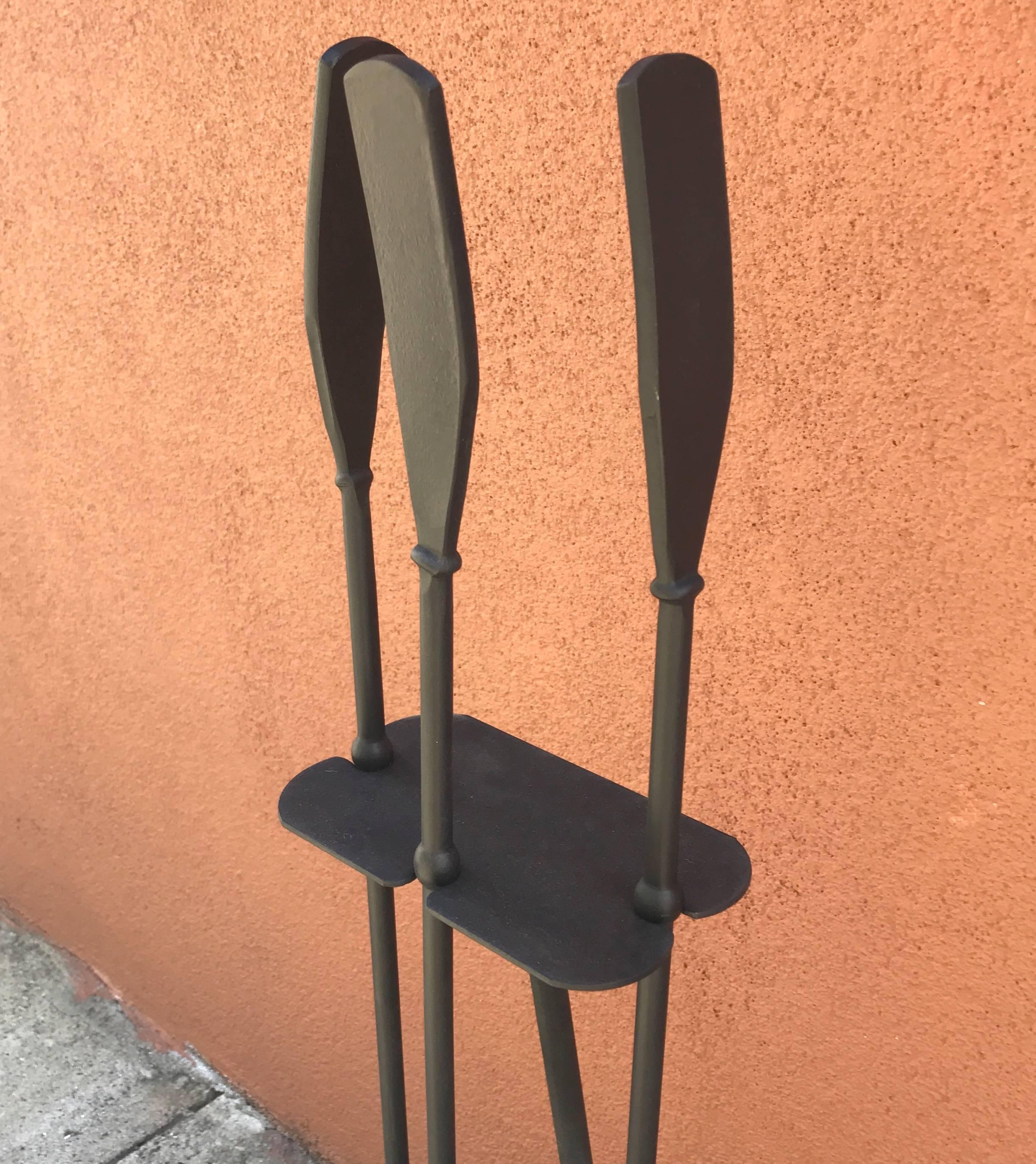 Mid-Century Modern Californian Modernist Iron Fire Tools