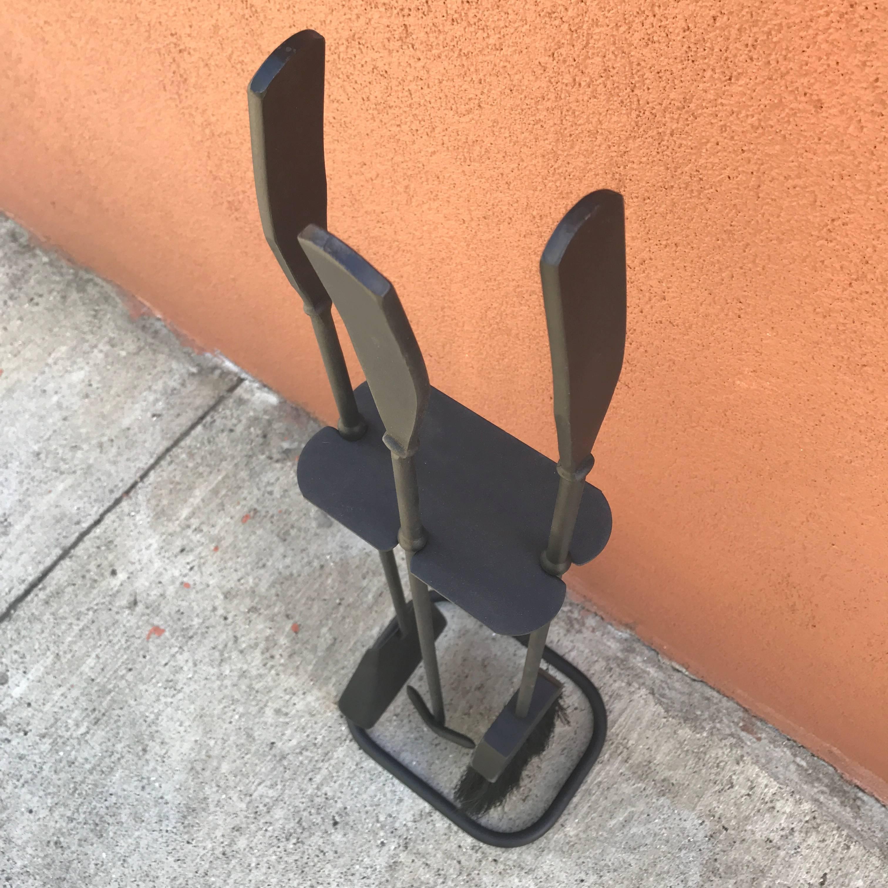 American Californian Modernist Iron Fire Tools