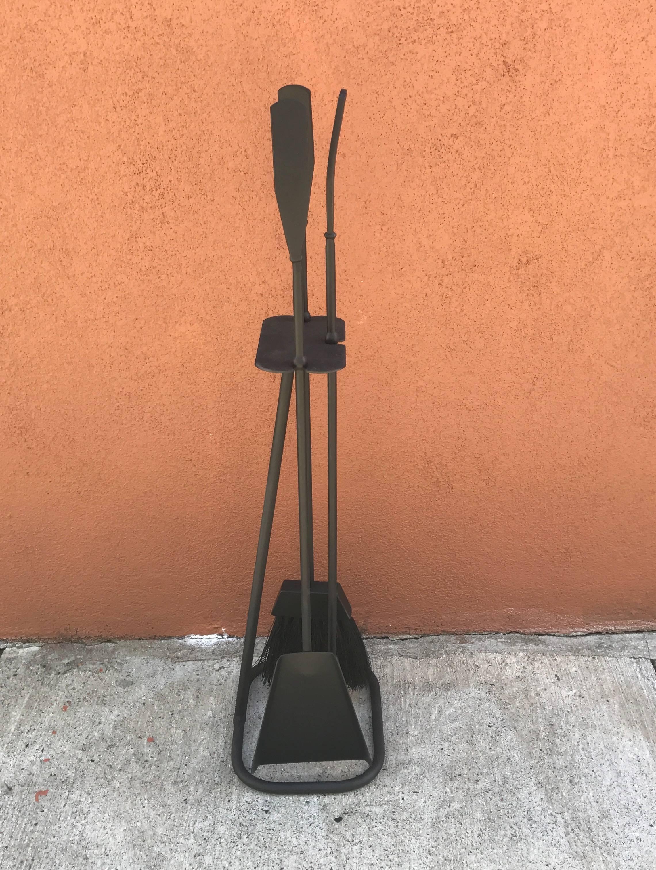 Painted Californian Modernist Iron Fire Tools