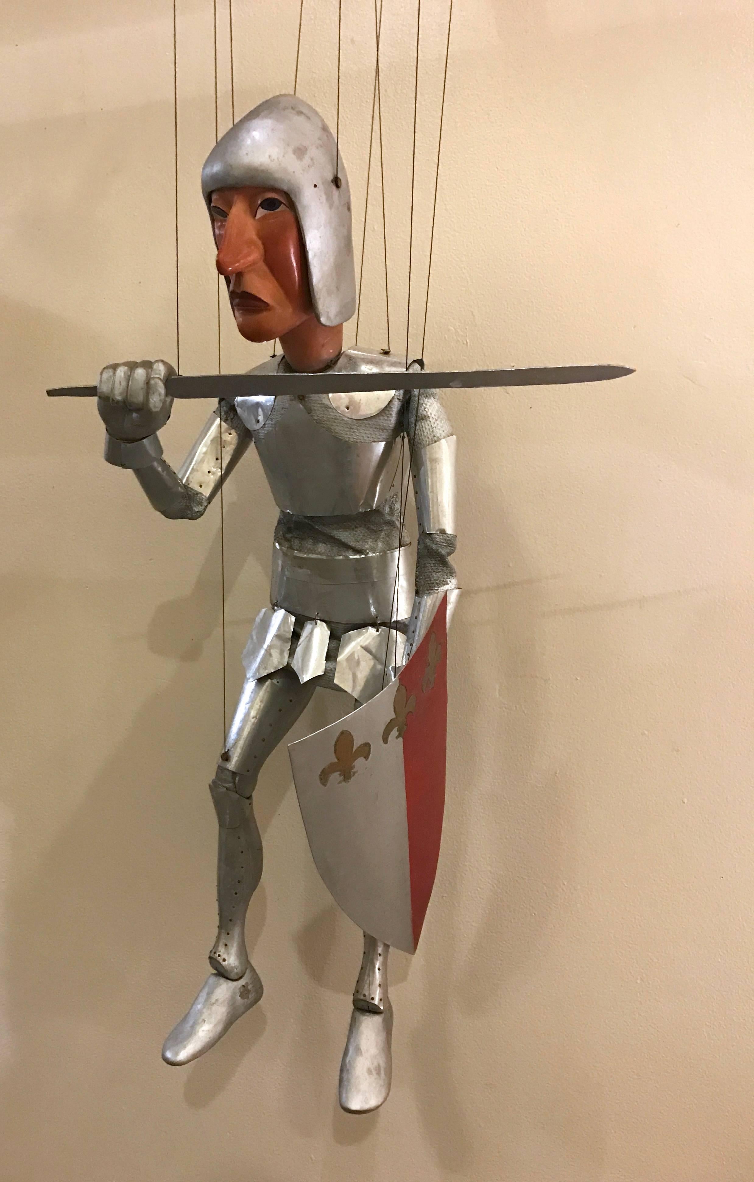 1960s Artists Crafted Medieval Knight Puppet by Stan Felman 1