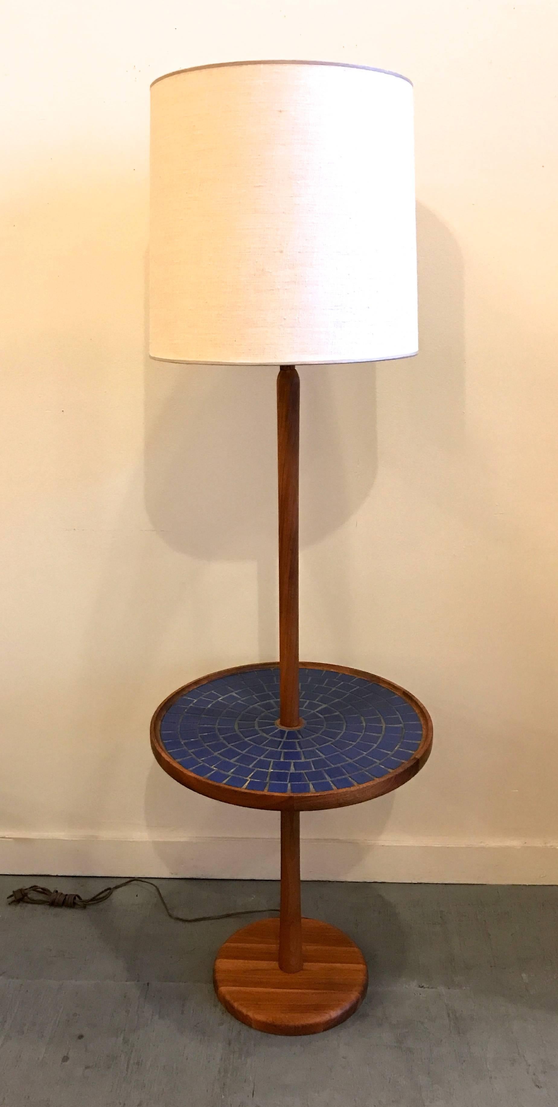 Ceramic Blue Circular Tile-Top Jane and Gordon Martz / Marshall Studios Floor Lamp