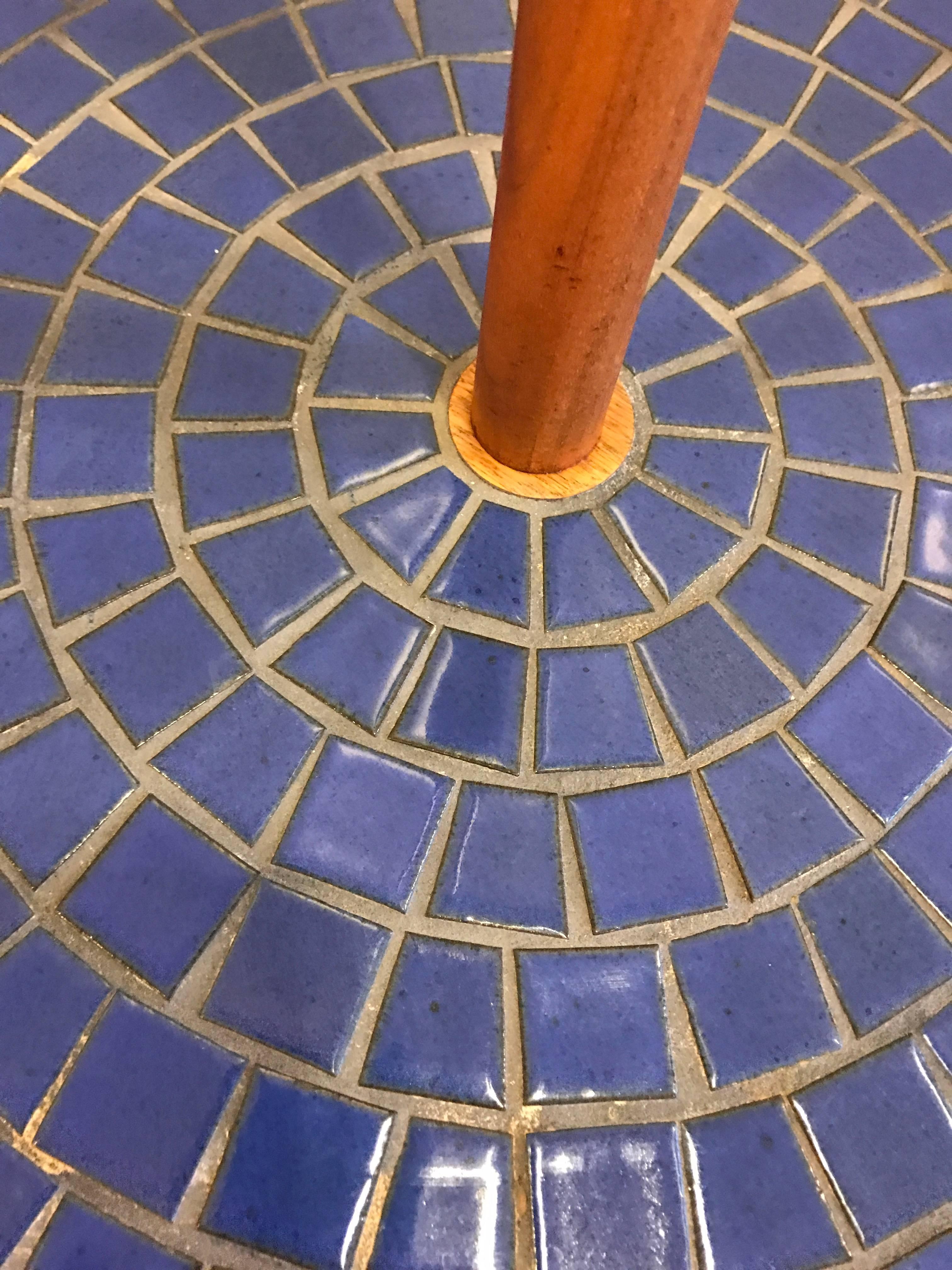 Oiled Blue Circular Tile-Top Jane and Gordon Martz / Marshall Studios Floor Lamp