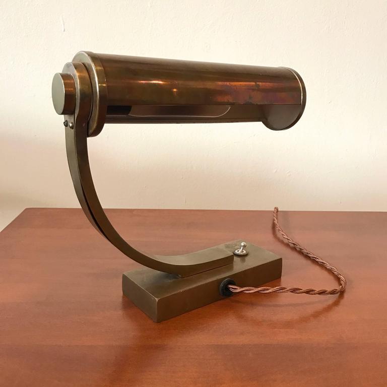 Brass Machine Age Desk Lamp at 1stdibs