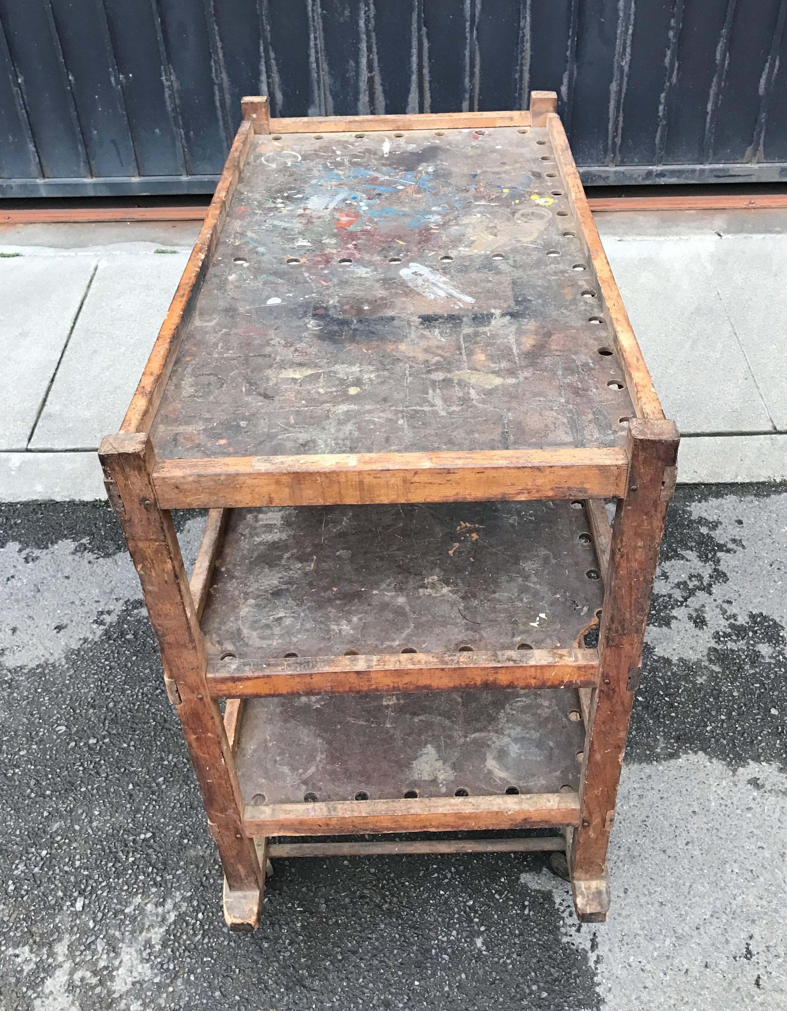 1920s-1930s Shoe Rack or Cart In Distressed Condition In San Francisco, CA