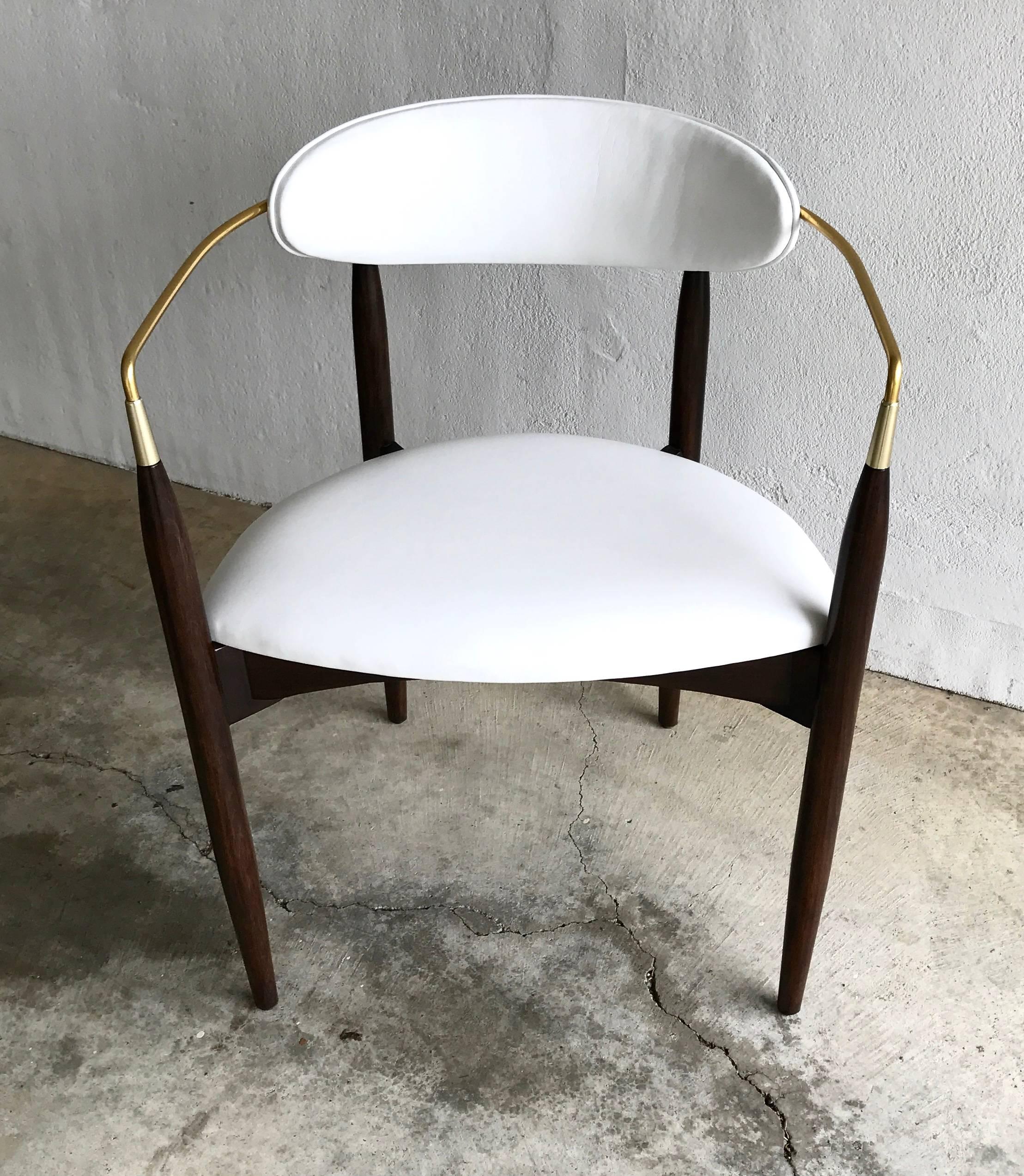 Mid-Century Modern Dan Johnson Armchair for Selig in White Leather