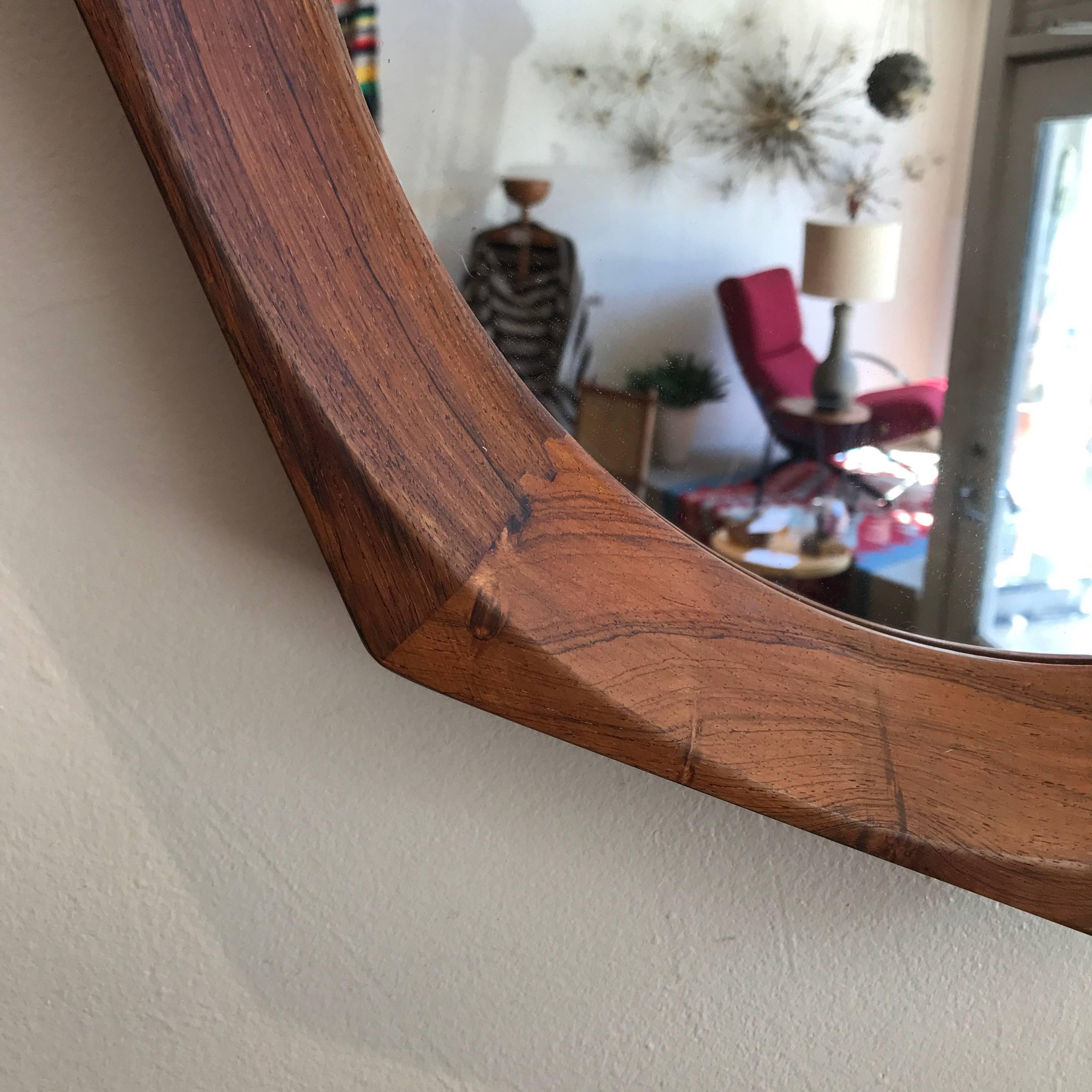 Other Danish Rosewood Octagon Wall Mirror, 1960s
