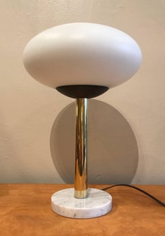 American Modern Saucer Table Lamp with Marble Base, 1960s