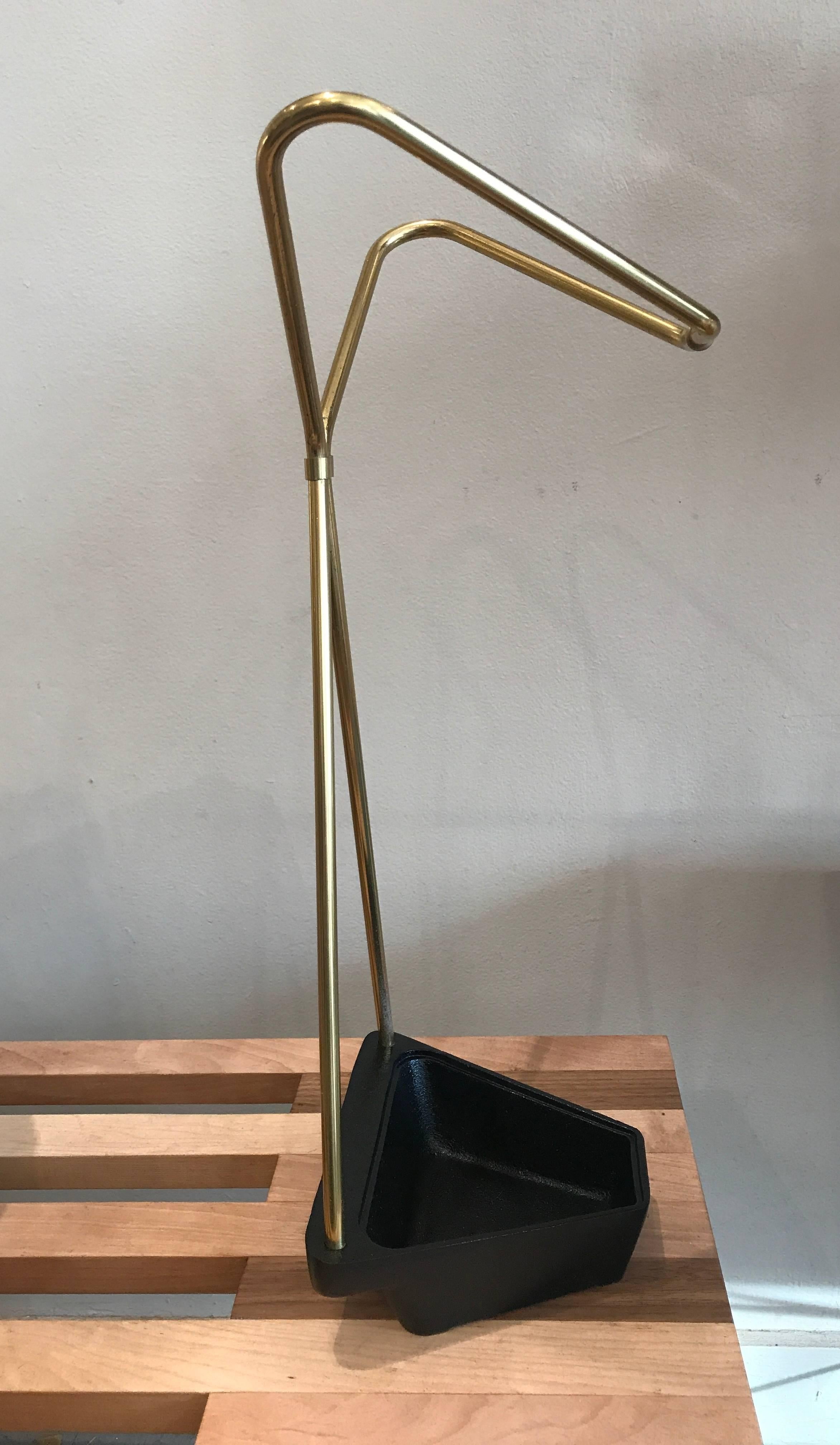 German 1950s Modernist European Brass and Iron Umbrella Holder For Sale