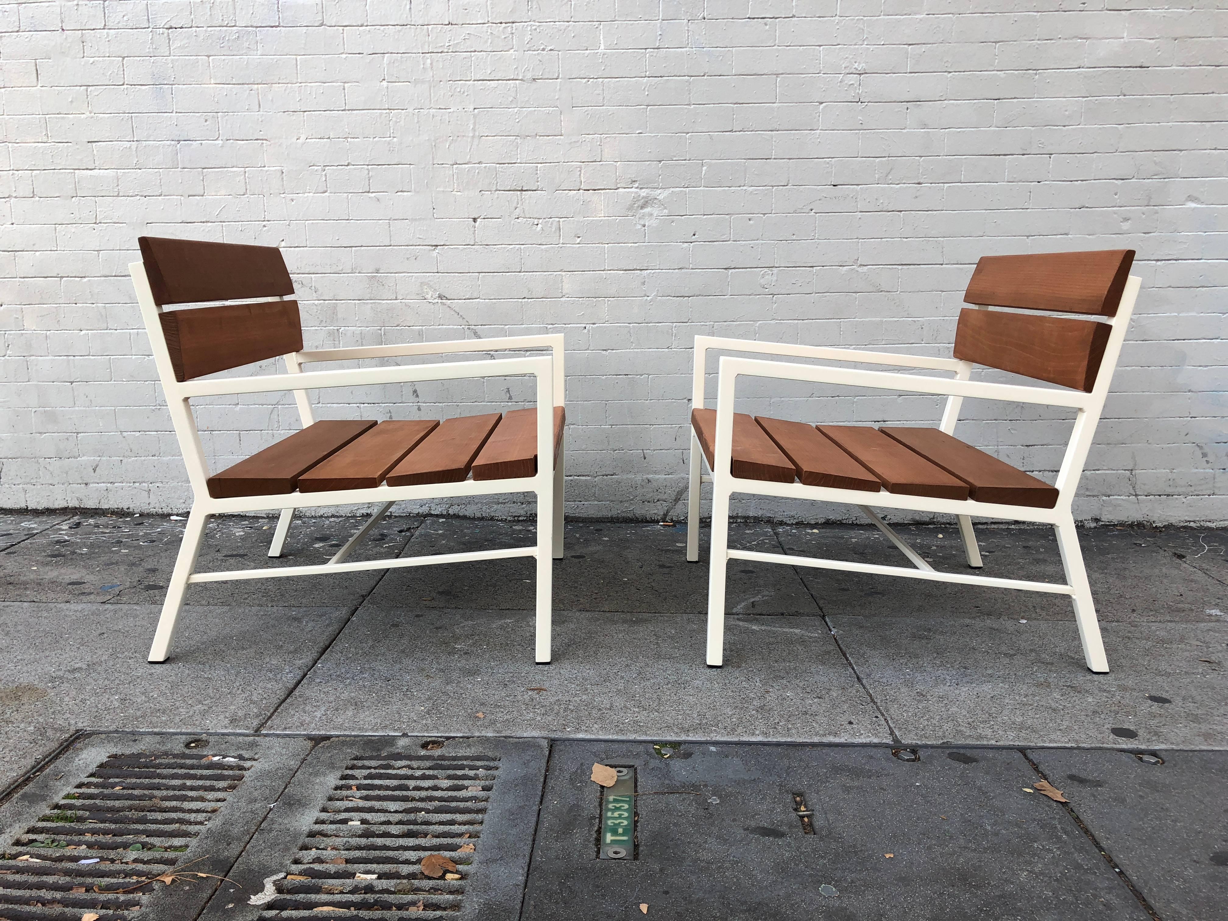 Aluminum Van Keppel and Green Redwood Lounge Chairs, circa 1960s, California For Sale