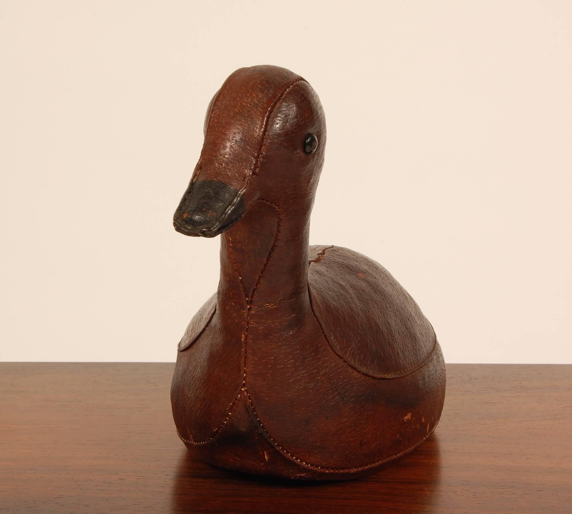 Mid-Century Modern Abercrombie and Fitch Leather Duck Decoy