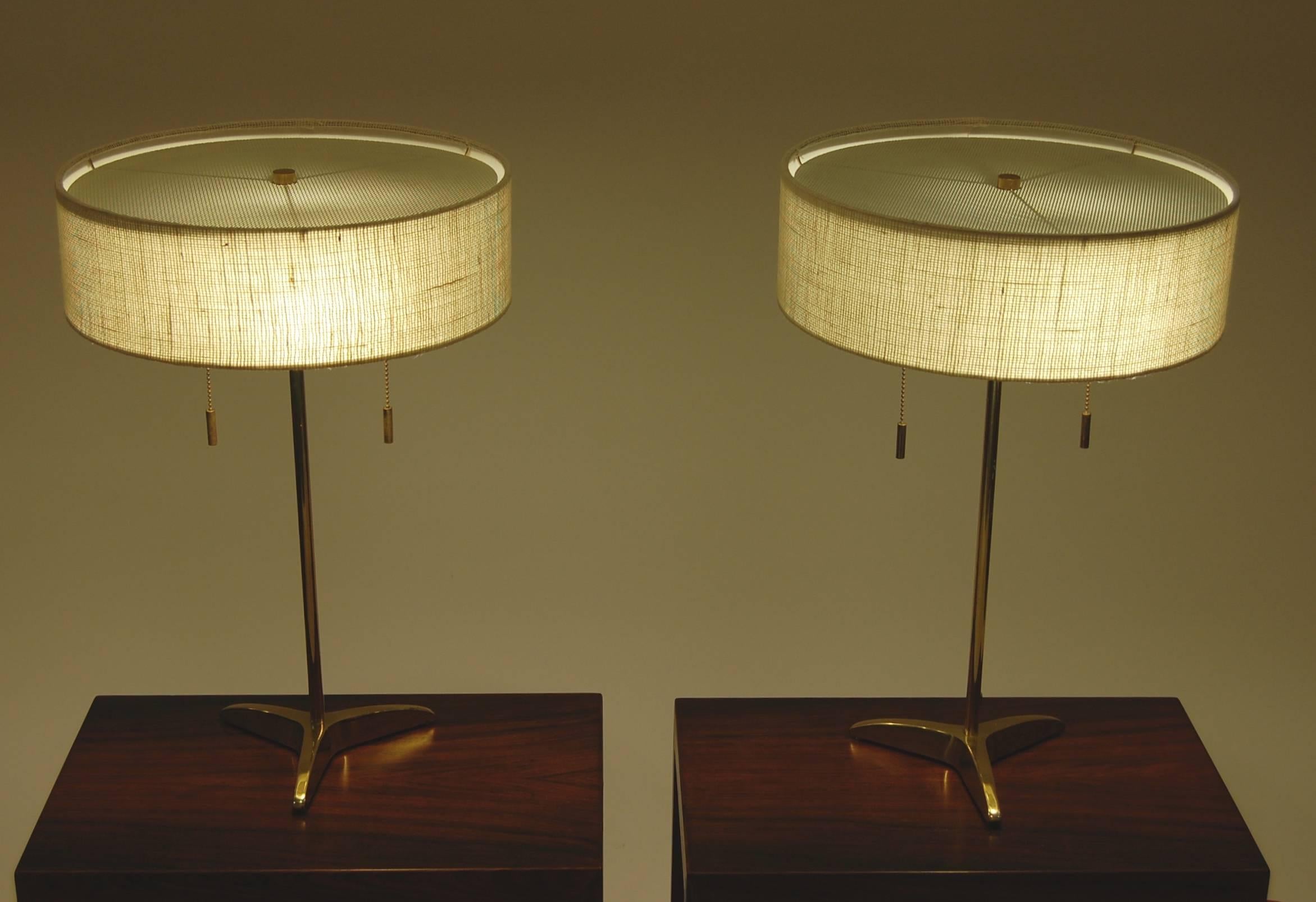 Mid-20th Century Pair of Brass Stiffel Table Lamps