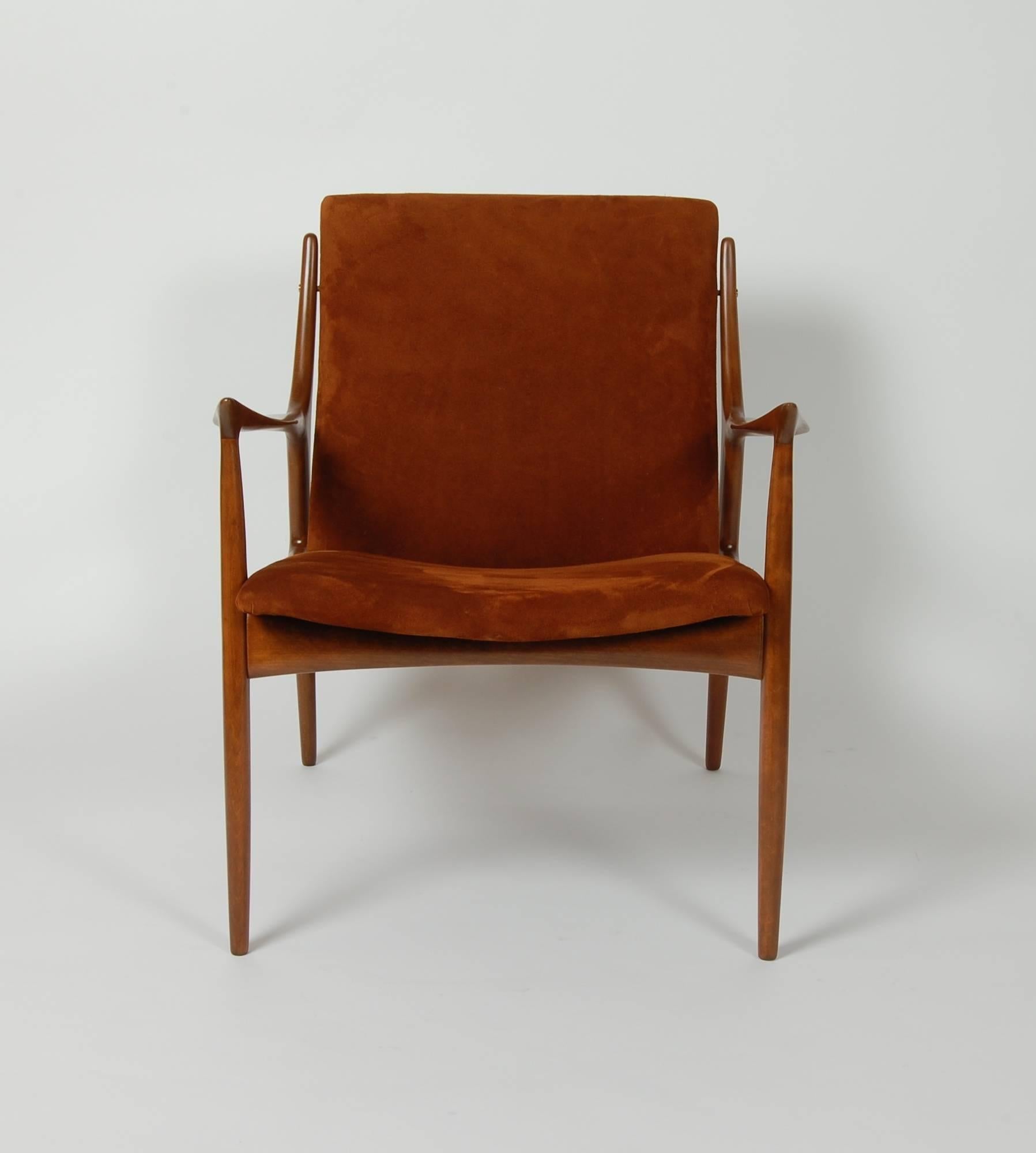 Lacquered Ib Kofod-Larsen Armchair in Suede