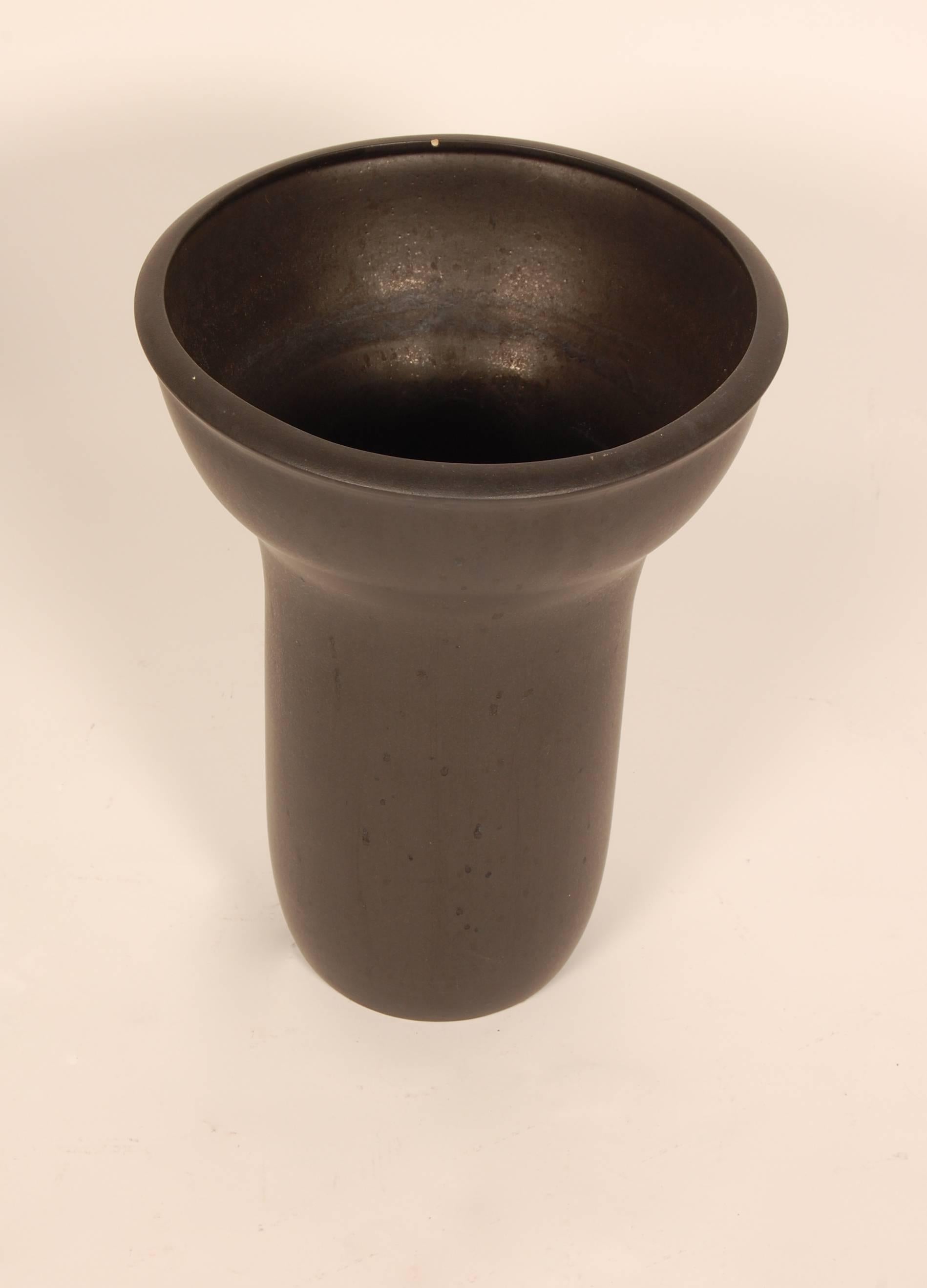 Glazed Matte Black Architectural Pottery by Raul Coronel