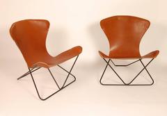 Iron and Leather Sling Chairs California Design "The Bolinas Lounge"