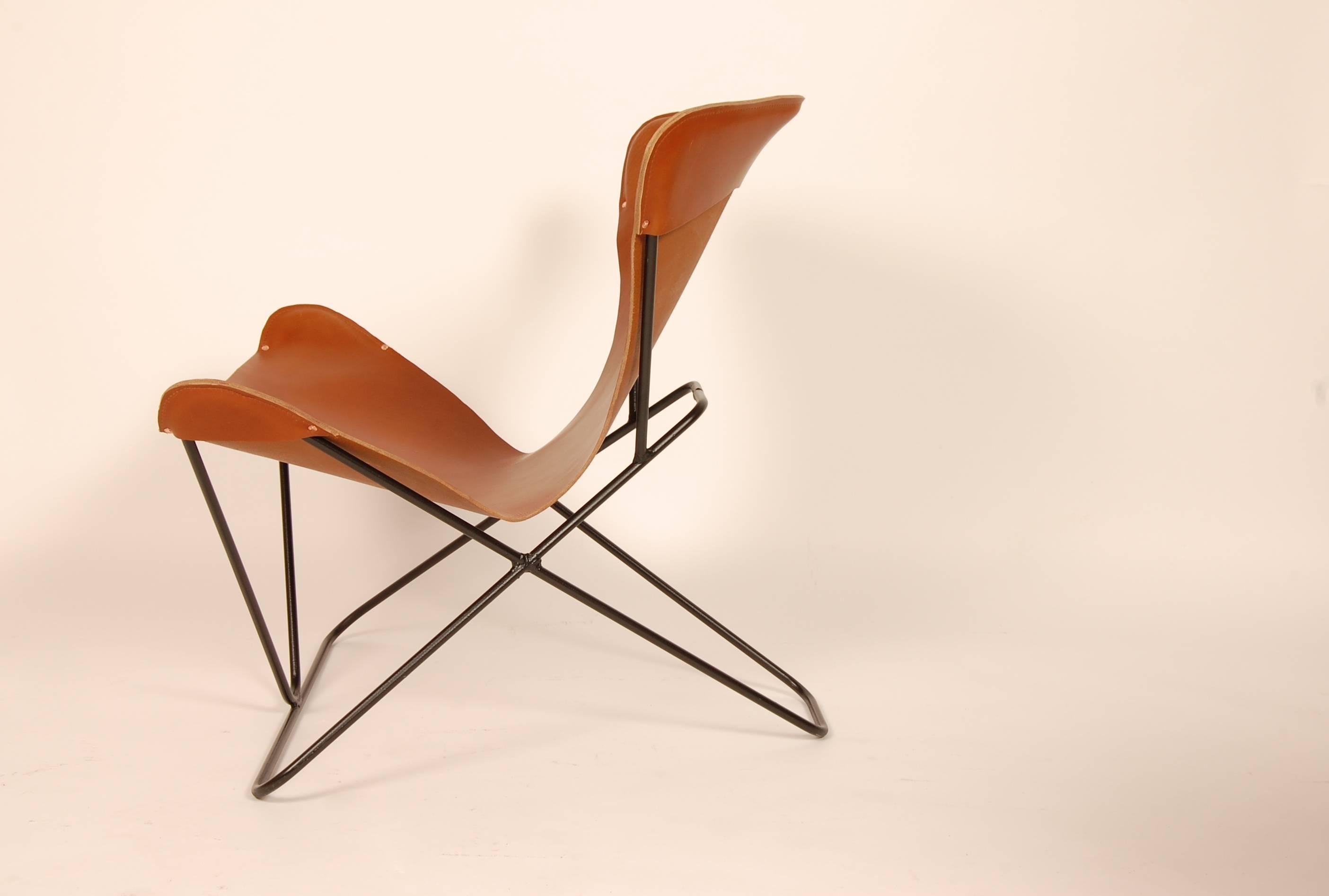 American  Iron and Leather Sling Chairs California Design 