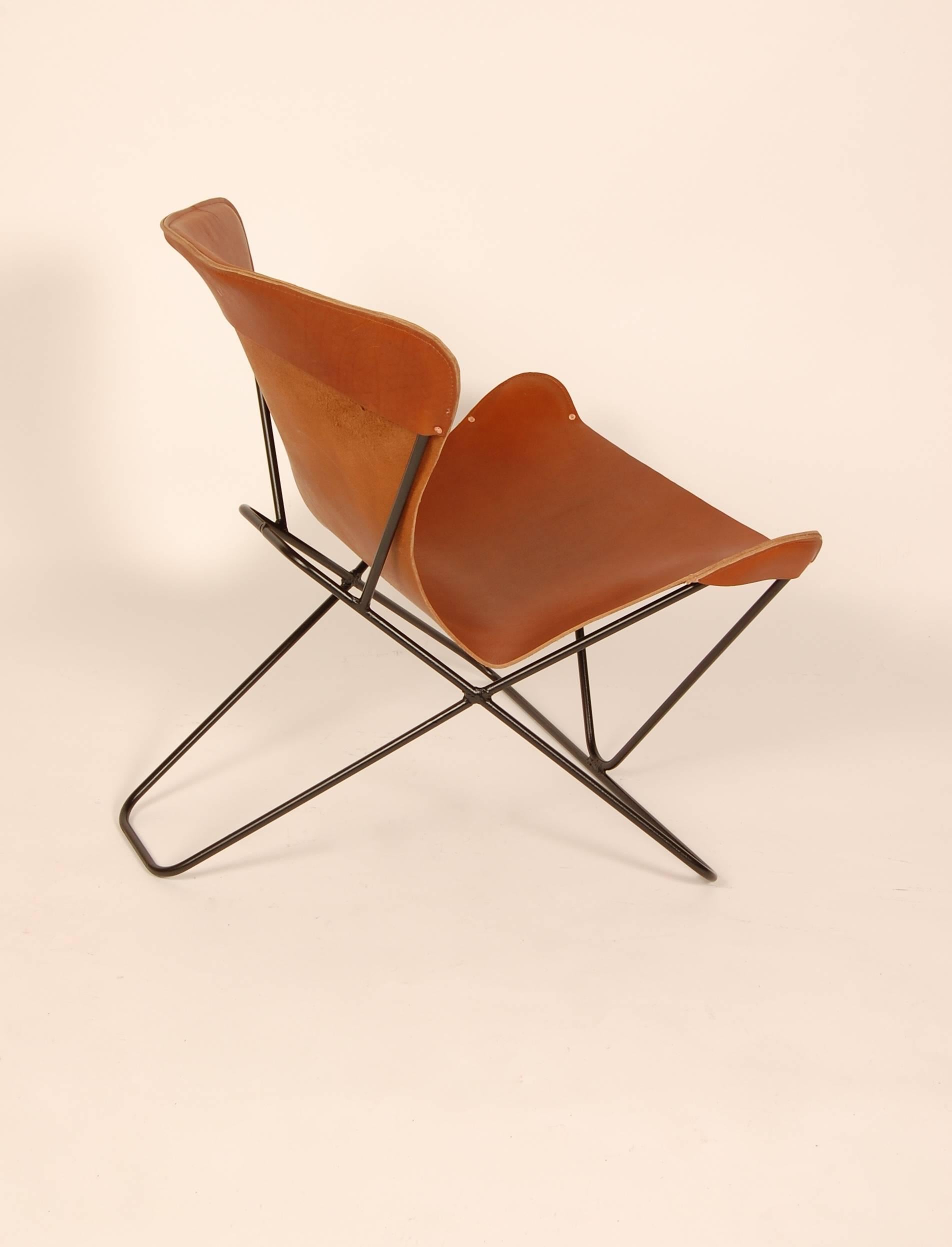 Contemporary  Iron and Leather Sling Chairs California Design 