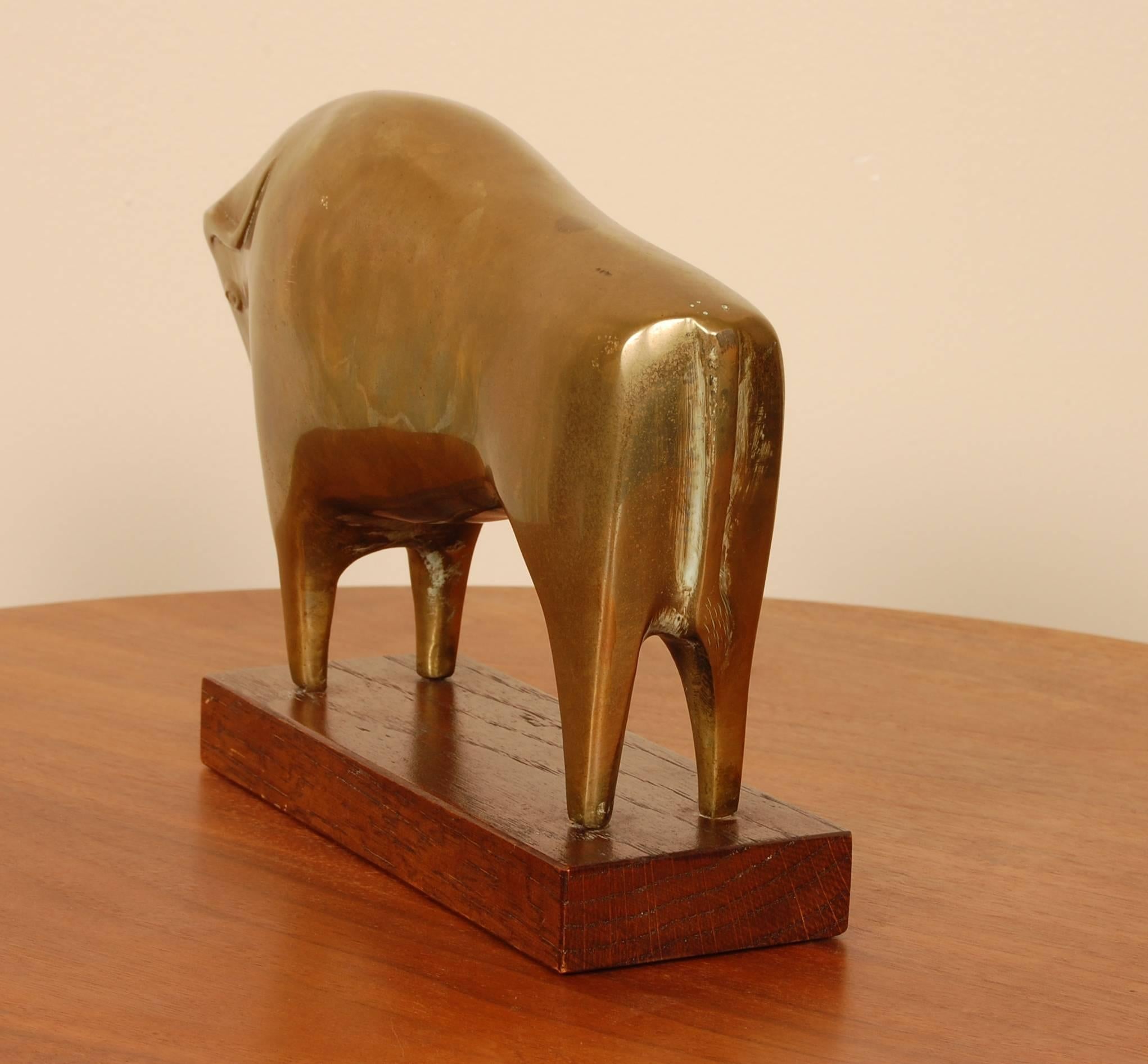 Brass Abstract Bull Sculpture In Good Condition In San Francisco, CA
