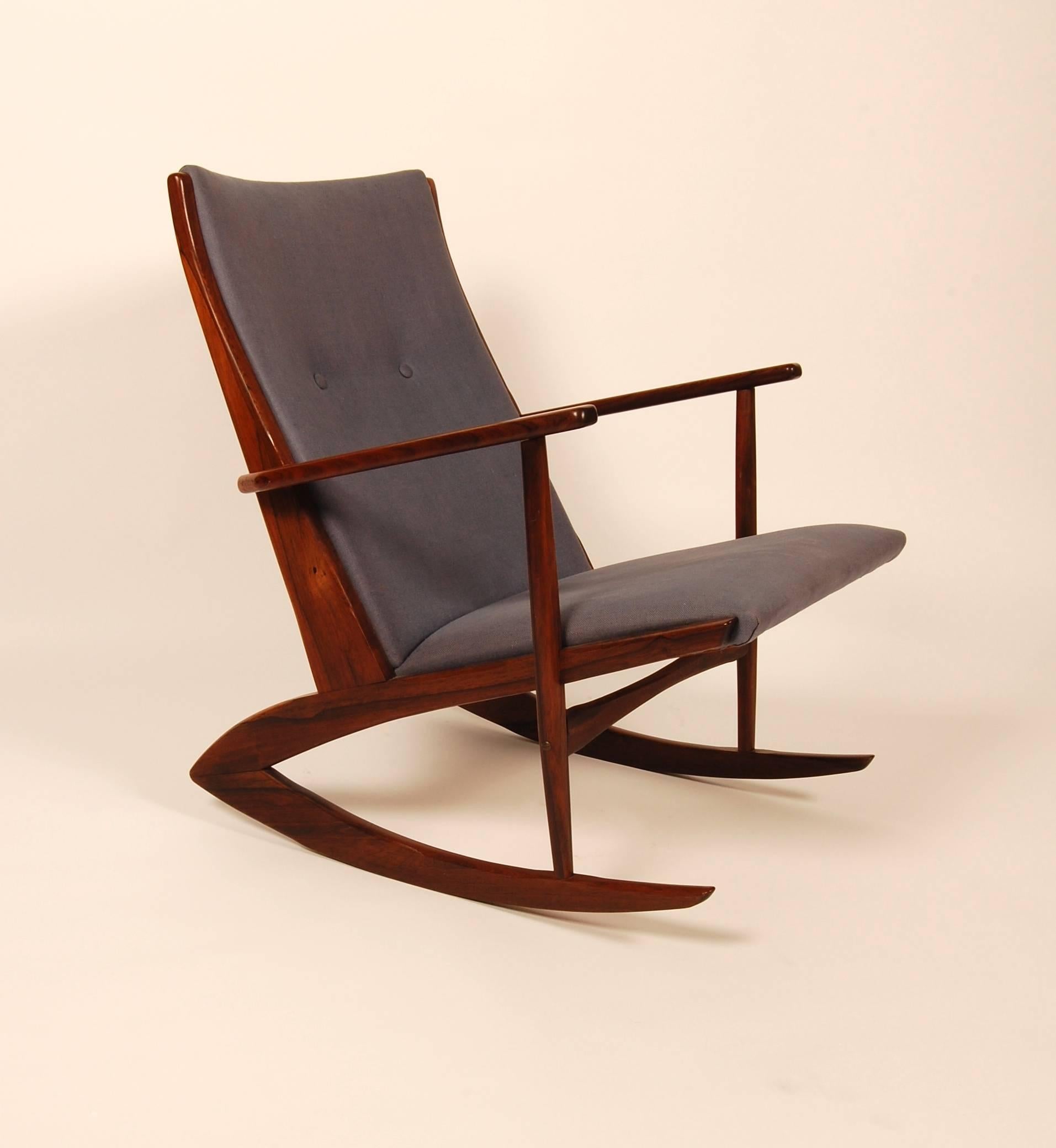 Rare Rosewood Holger George Jensen Rocking Chair In Good Condition In San Francisco, CA